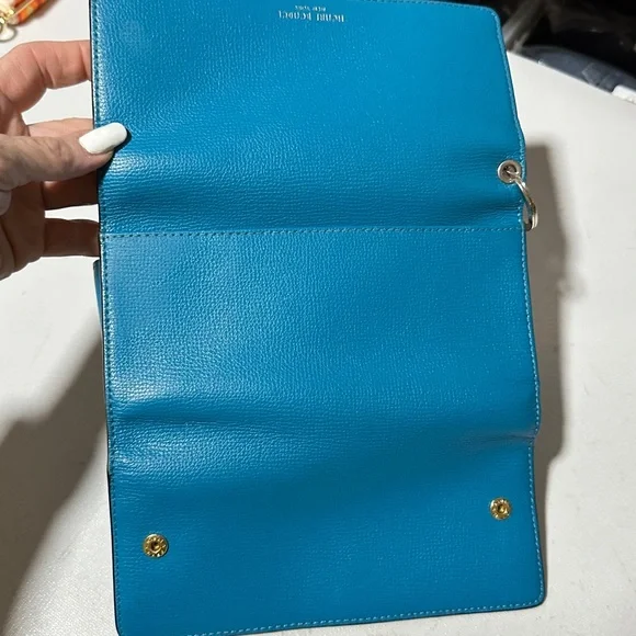 Henri Bendel Blue Wristlet Wallet with lipstick slot - Picture 3 of 10